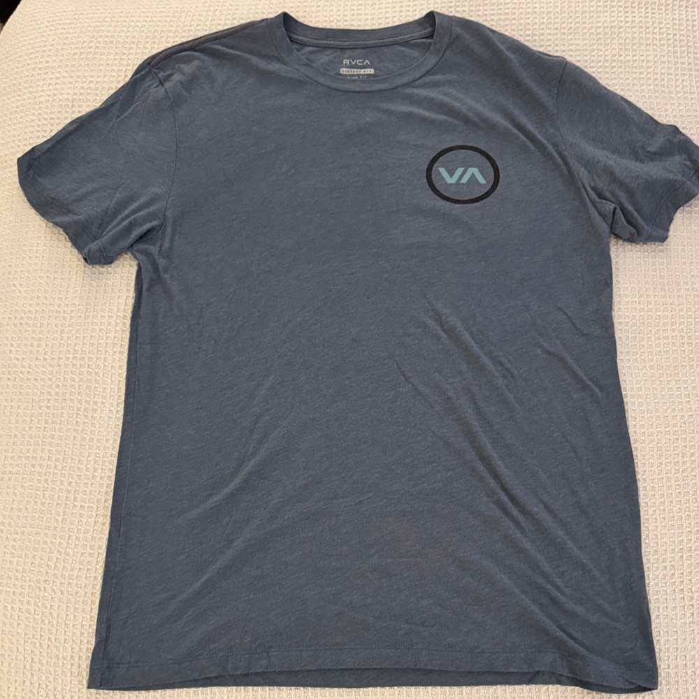 RVCA Men's Slate Blue Tee with Logo